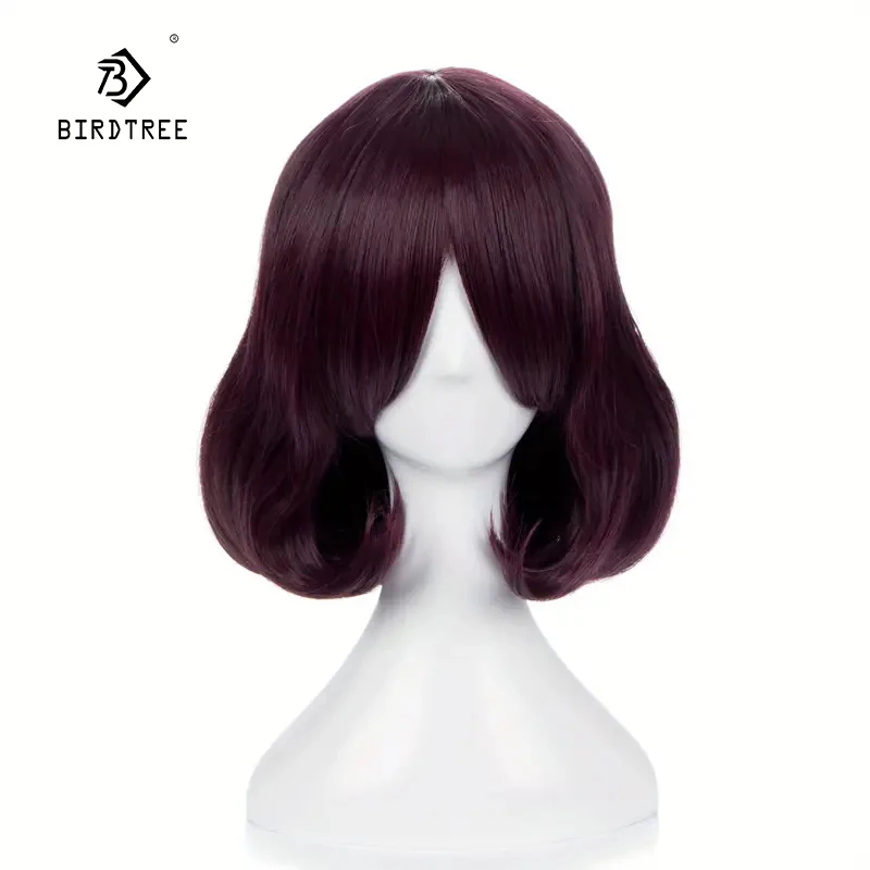 

Chic Purple Short Curly Bob Wig With Bangs - Heat Resistant, Perfect For Daily Wear & Costume Parties, Halloween Cosplay J47901S