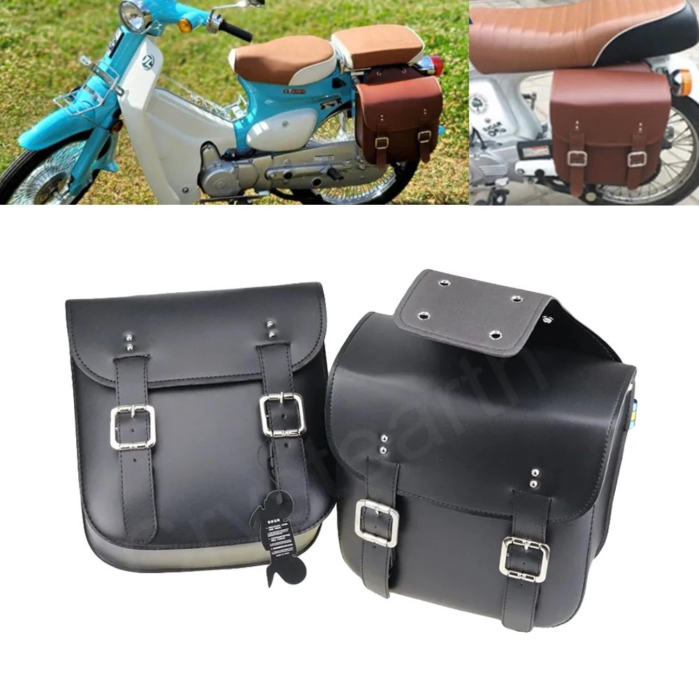 

Motorcycle Saddlebags PU Leather Side Tool Pouch Gloves Luggage Saddle Bags Vintage Black Universal For Harley Sportster Touring