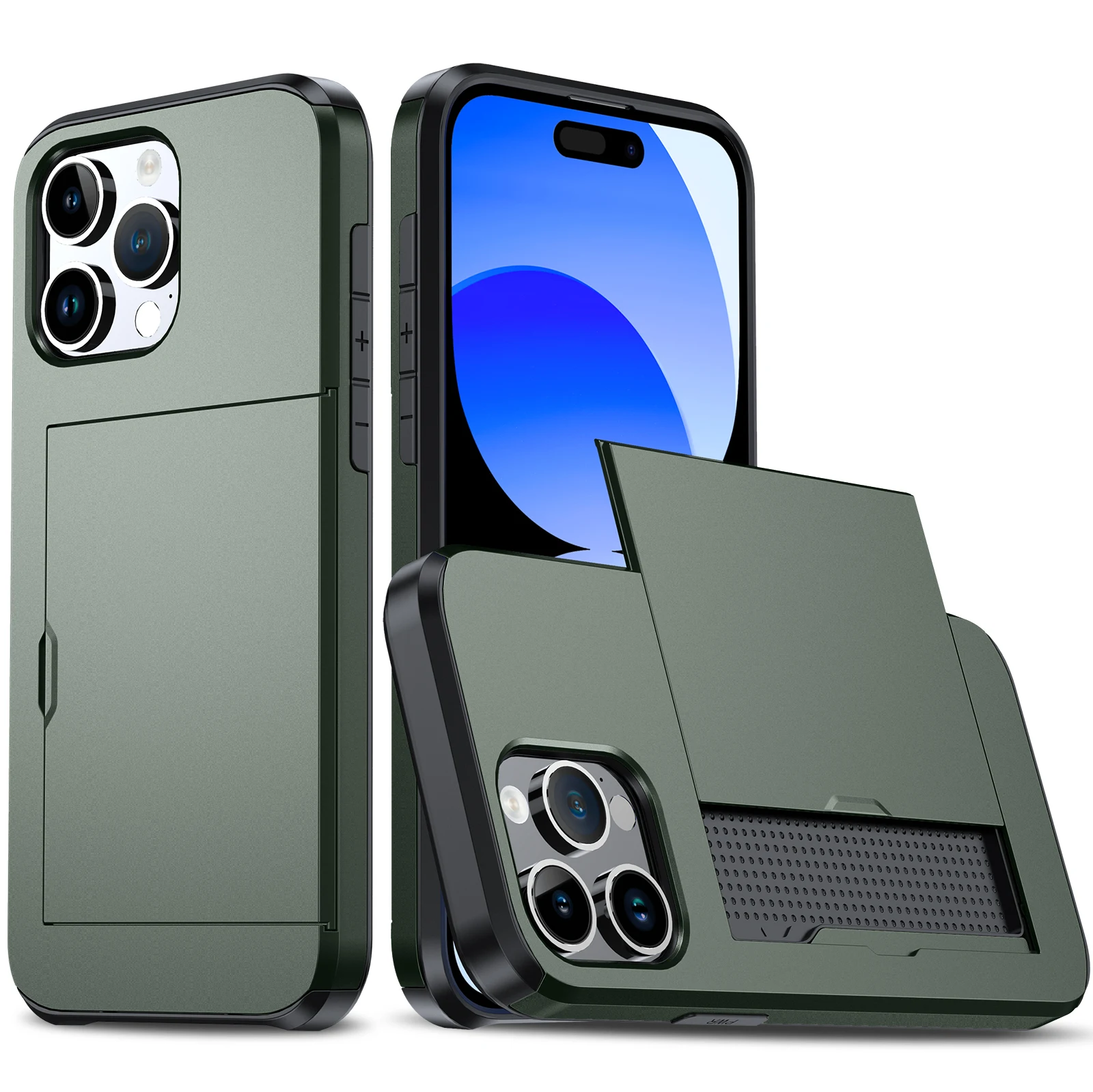 Hülle für iPhone 18 Pro Max 17e 16e 17 Pro Max 16 15 14 13 Brieftasche Kartenhalter Schiebeschlitz Schlanke Hartschale PC Robuste Schutzhülle – Detail 11