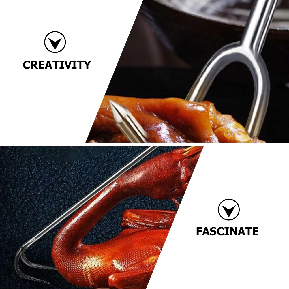 

Meat Hook Stainless Steel Practical Handheld Food Flipper Hook for Barbecue Grilling Meat Turner Food Flipper Hooks