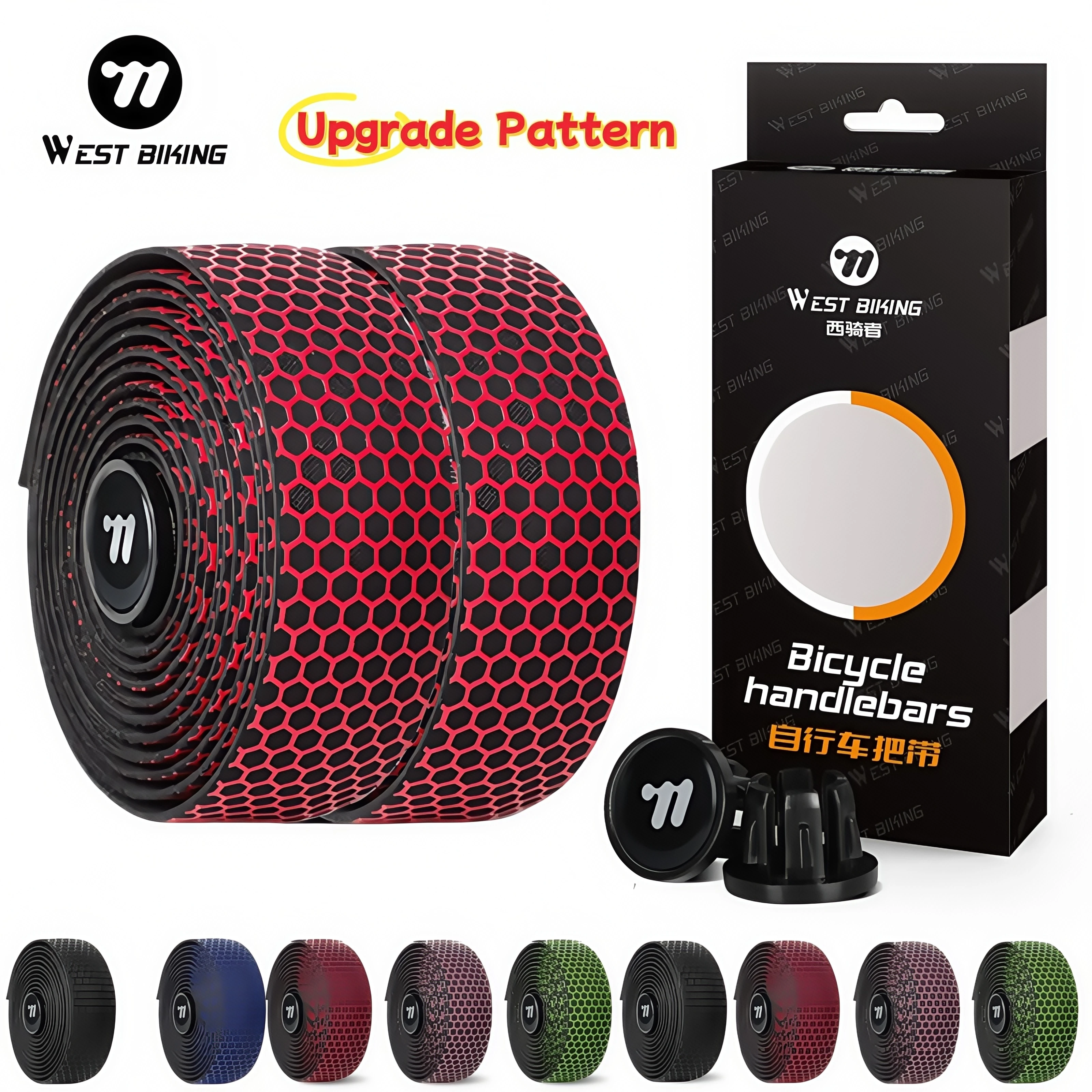 

WEST BIKING Road Bike Handlebar Tape Breathable Anti Slip Handlebar Tapes Anti-Vibration Cycling Bar Tape Bicycle Accessories