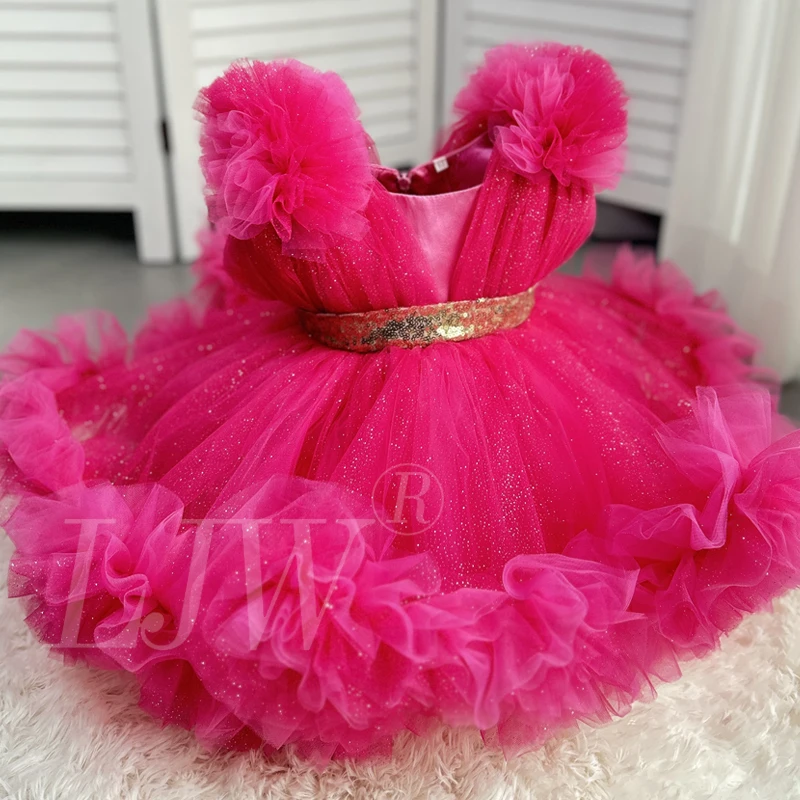 New baby gorgeous birthday dress 1-12 years old girls fashion sequined bow sleeveless princess dress host stage catwalk wedding