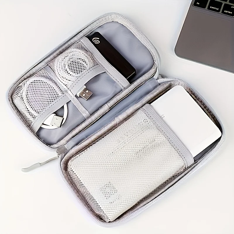 1 Piece Digital Travel Storage Bag, Compact and Lightweight Double-Layer Digital Storage Bag, Suitable for Vacation Travel, Unisex, to Store Data Cables, Power Banks, Mice and Other Accessories