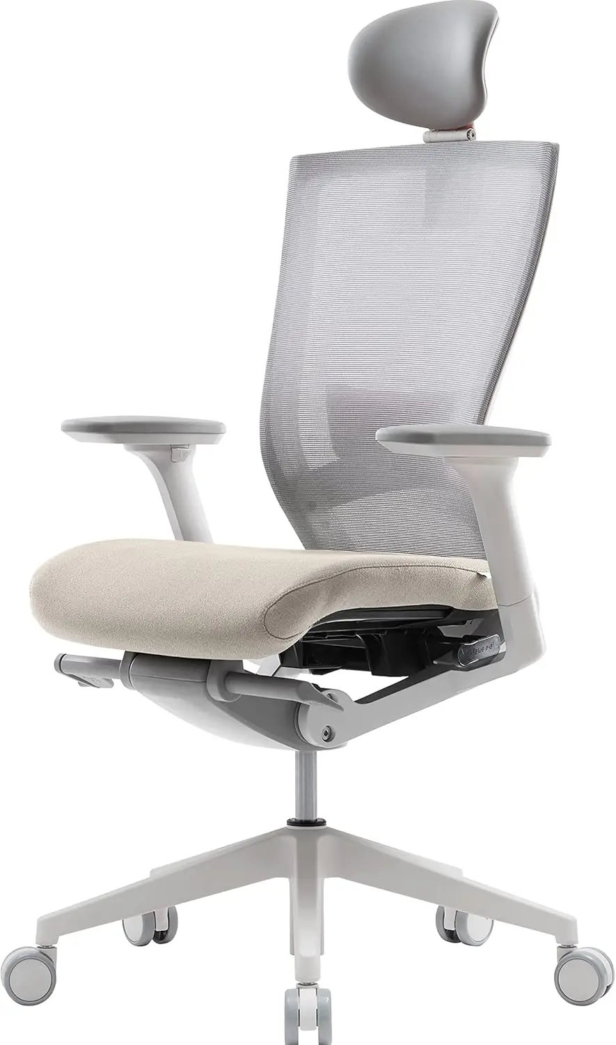 Lumbar Support, 3-Way Armrest, Forward Tilt, Adjustable Seat Depth, Ventilated Mesh Back, Cushion Seat (Beige)