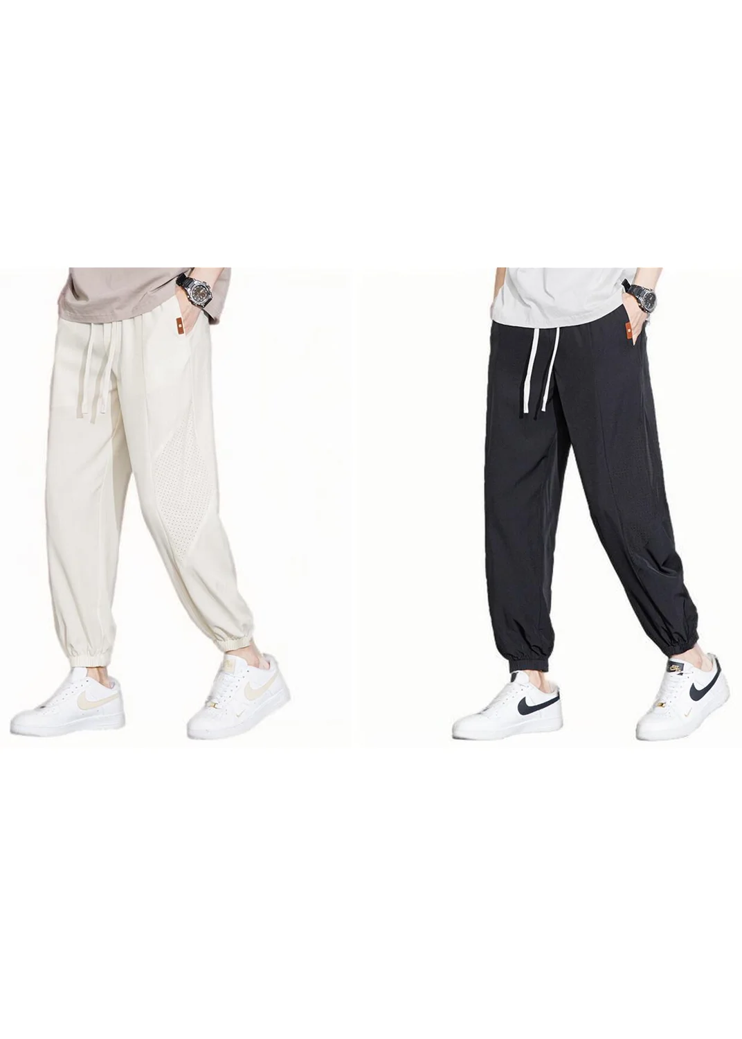 

NF&ZG Summer new ice silk pants men's American high street cool casual pants mesh breathable sports pants