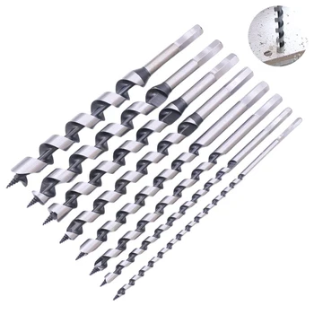 Perceuse à rouleau pour le travail du bois, 120-500mm de Long, poignée hexagonale, torsions de pâte frite, taraud à bois, serrure de porte en bois, outil d'alésage, 1 pièce