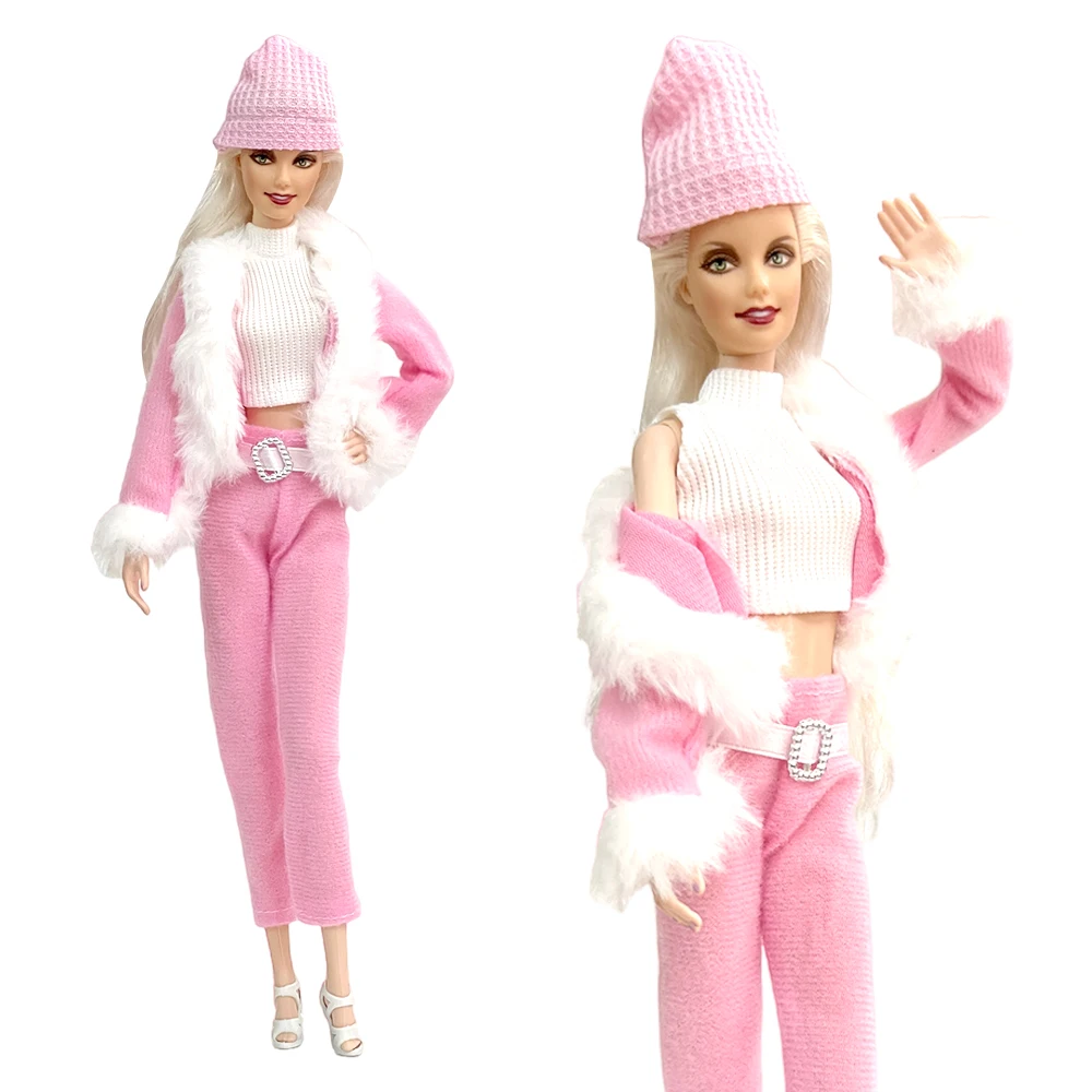 NK 1 Set 30CM Princess Noble Winter Dress Pretty Party Fashion Pink Clothes + Hat Design For Barbie Doll Accessories Gift Toy