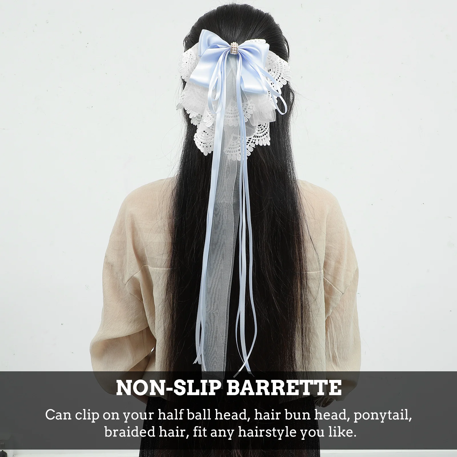 

Large Bow Knot Hair Clip Stylish Non-Slip Hairstyle Holder for Half Updo Bun Ponytail Daily Wear Cute Hair Bows Barrettes