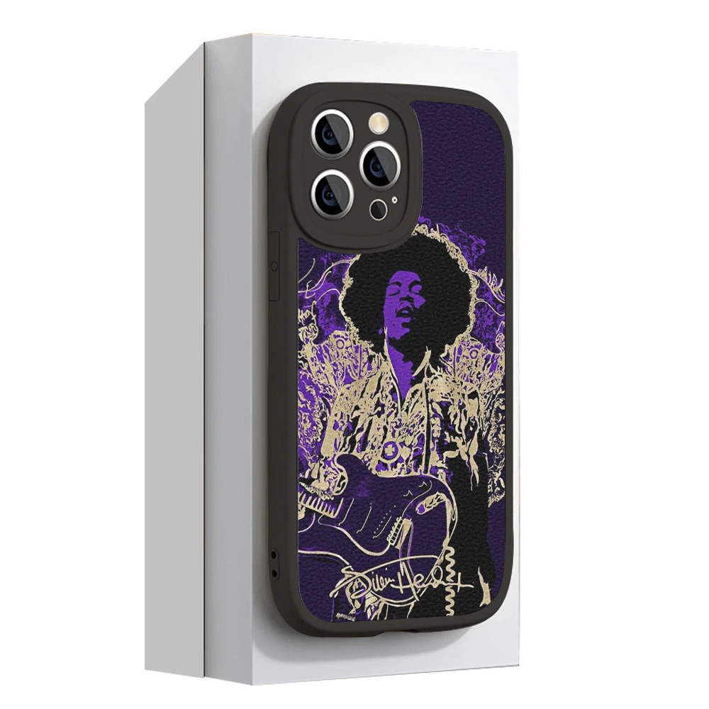 For Iphone13 Guitarist Jimi Hendrix Phone Case for Apple Iphone 13 12 11 Pro MAX MiNi 7 8plus X XS XR Lambskin Protective Covers