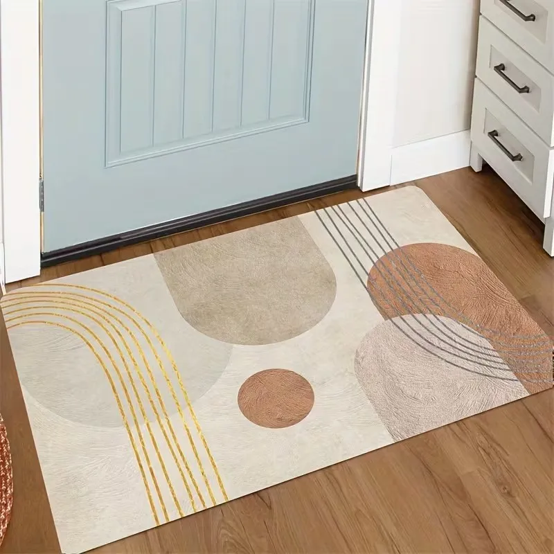 Abstract Geometric Welcome Doormat Mid Century Modern Entryway Rug Boho Arc Lines Floor Mat Living Room Front Door Carpet
