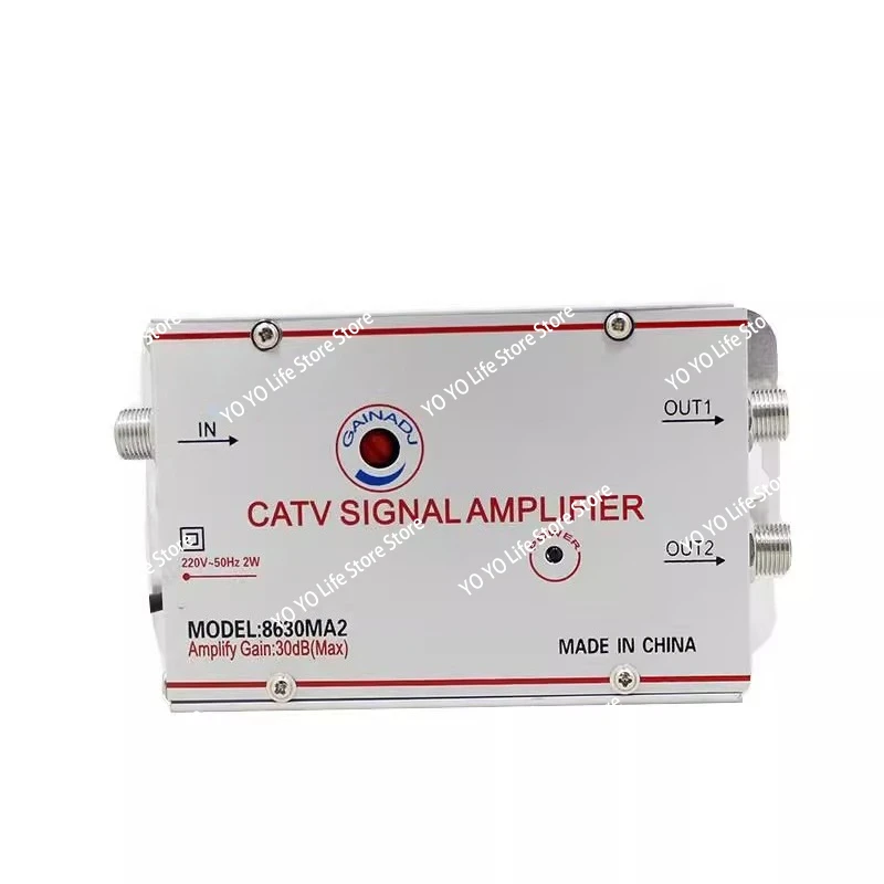 AC 220V 4 Way CATV Cable TV Splitter Amplifier 30dB Digital TV Antenna Signal Booster Home Tv Equipments 45Mhz to 860MHz US Plug