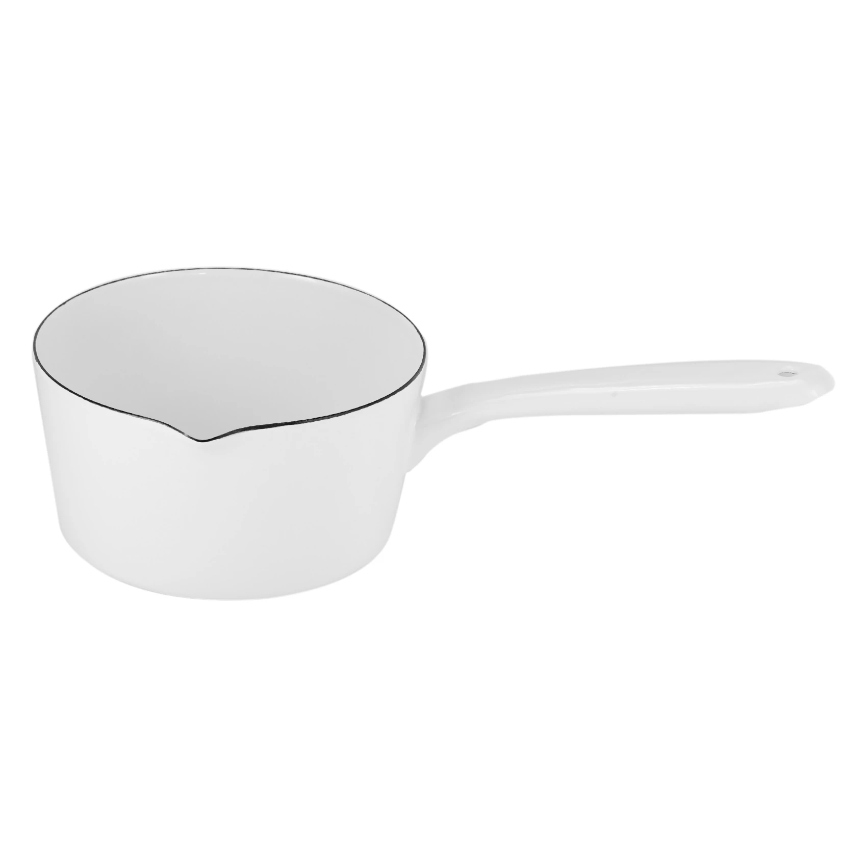 1.3L Japanese Style White Ceramics Milk Pot Kitchen Cooking Pan Pot Stewpan Baby Food Saucepan with Long Handle for One People