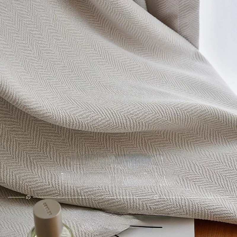 Bedroom Living Room Full Blackout Sunscreen Cotton Linen 2024 New Thickened French Light Luxury Cream Curtain Cloth Solid Color