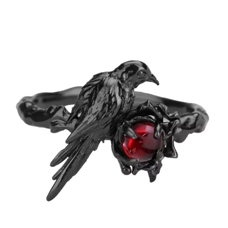 Adjustable Crow Ring for Halloween and Music Festival Outfits Halloween Party Finger Ring Unique Gothic Accessories