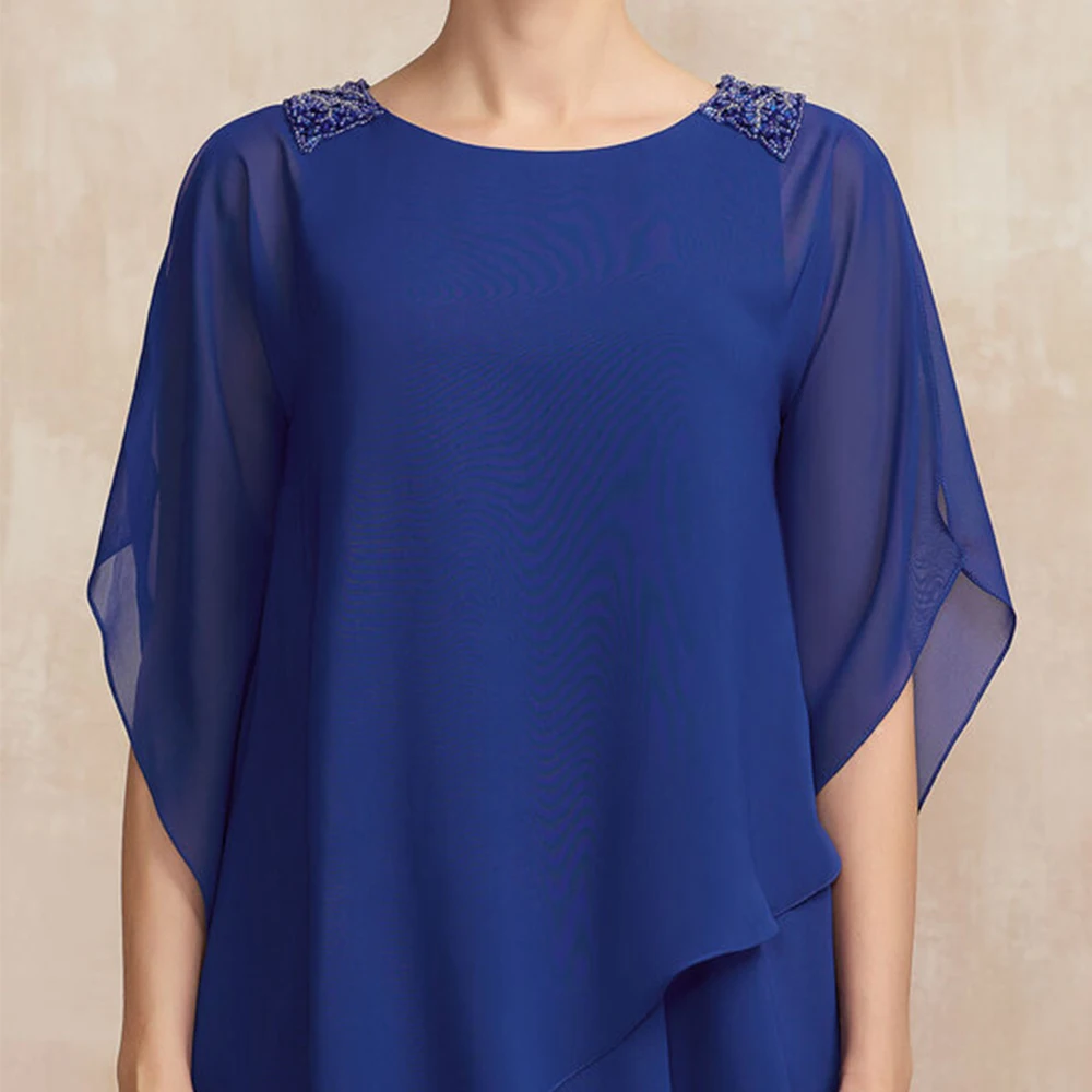 Vestidos para madre De novia azul real, vestidos De fiesta De boda De media manga para mujer, novedad De verano 2021, bata De playa De gasa