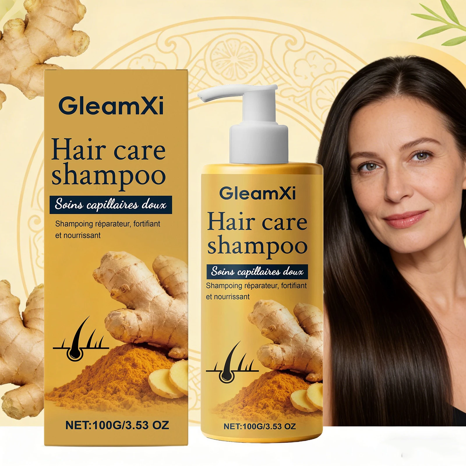 Ginger Shampoo Oil Control Anti Itching Dandruff Reduce Hair Loss Nourish Scalp Fluffy Hair Repair Damaged Hair Growth Shampoo