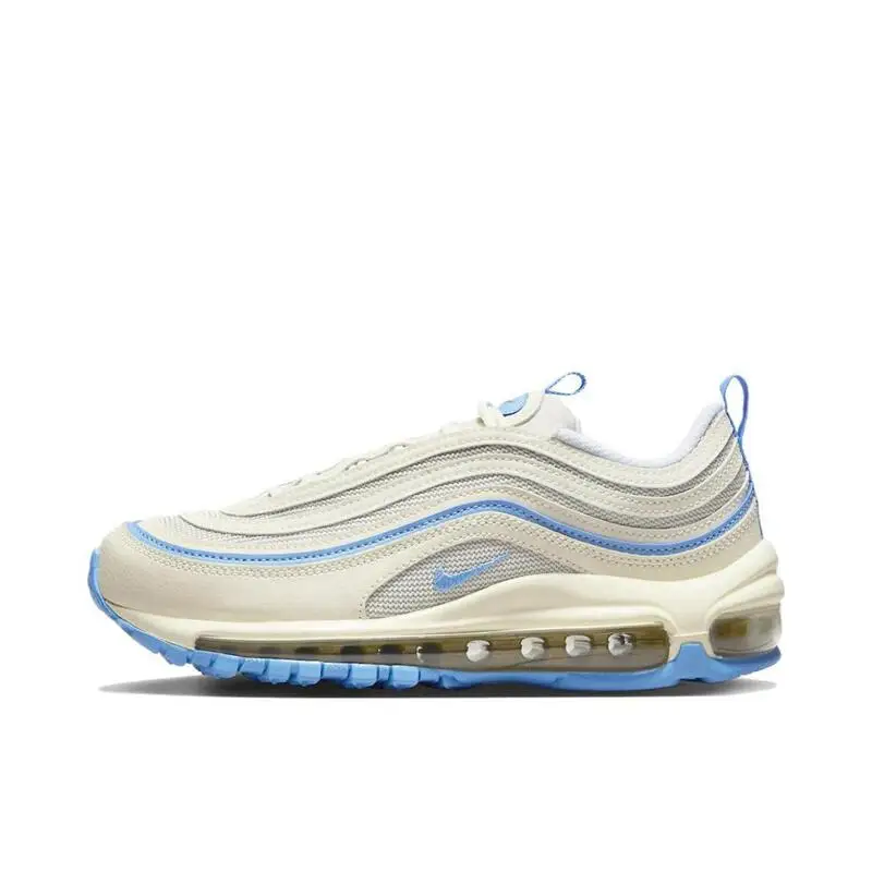 Nike Air Max 97 Men's and Women's All White Air Cushion Cushioning Fashion Retro Comfortable Breathable Anti-slip Wear Shoes