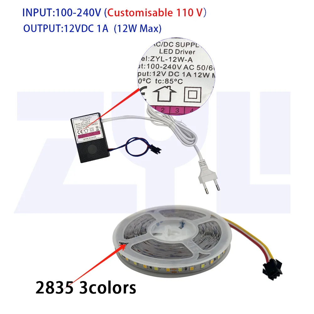 12V sensor switches mirror Light12W Smart bathroom cabinet mirror strip light controller  5m2835 120D Touch Sensor Switch light