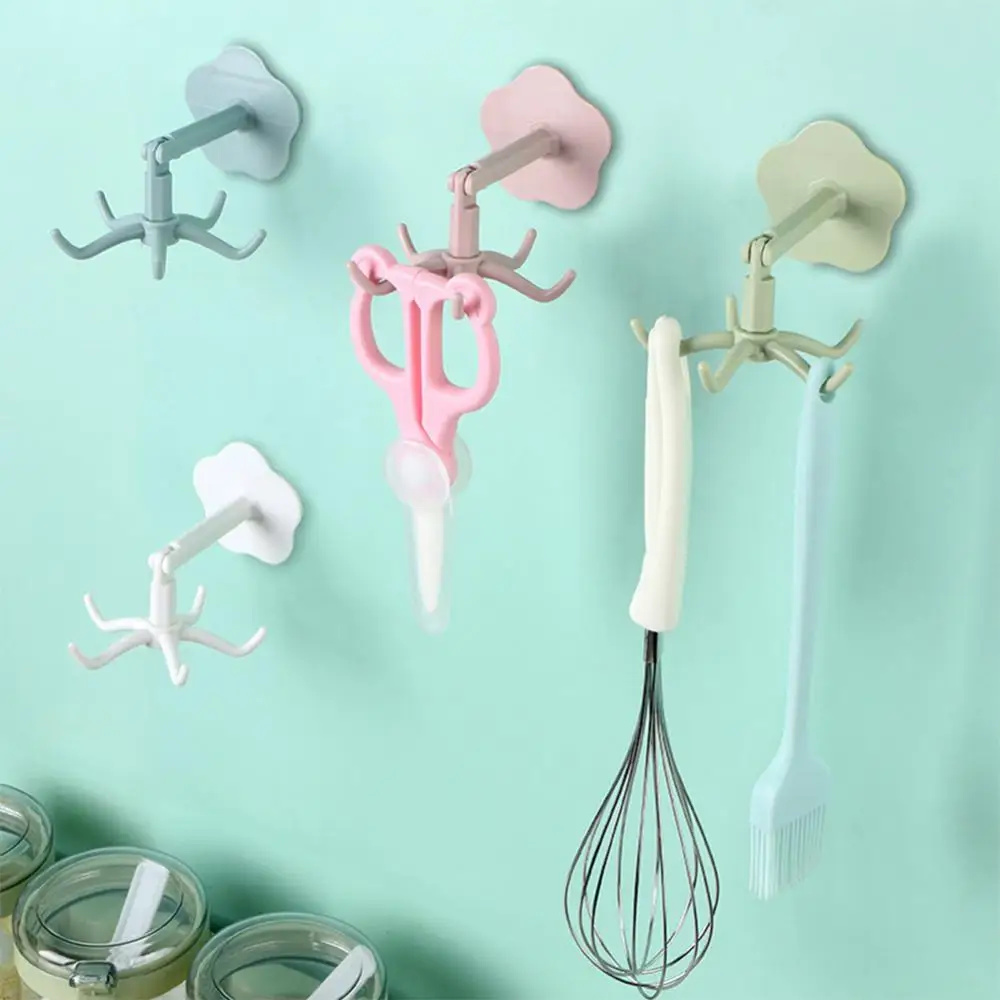 Small Object Hanger Punch-free Wall Hanging 360 ° Rotating Universal Hooks Save Space Kitchen Organizer Rotatable Hook