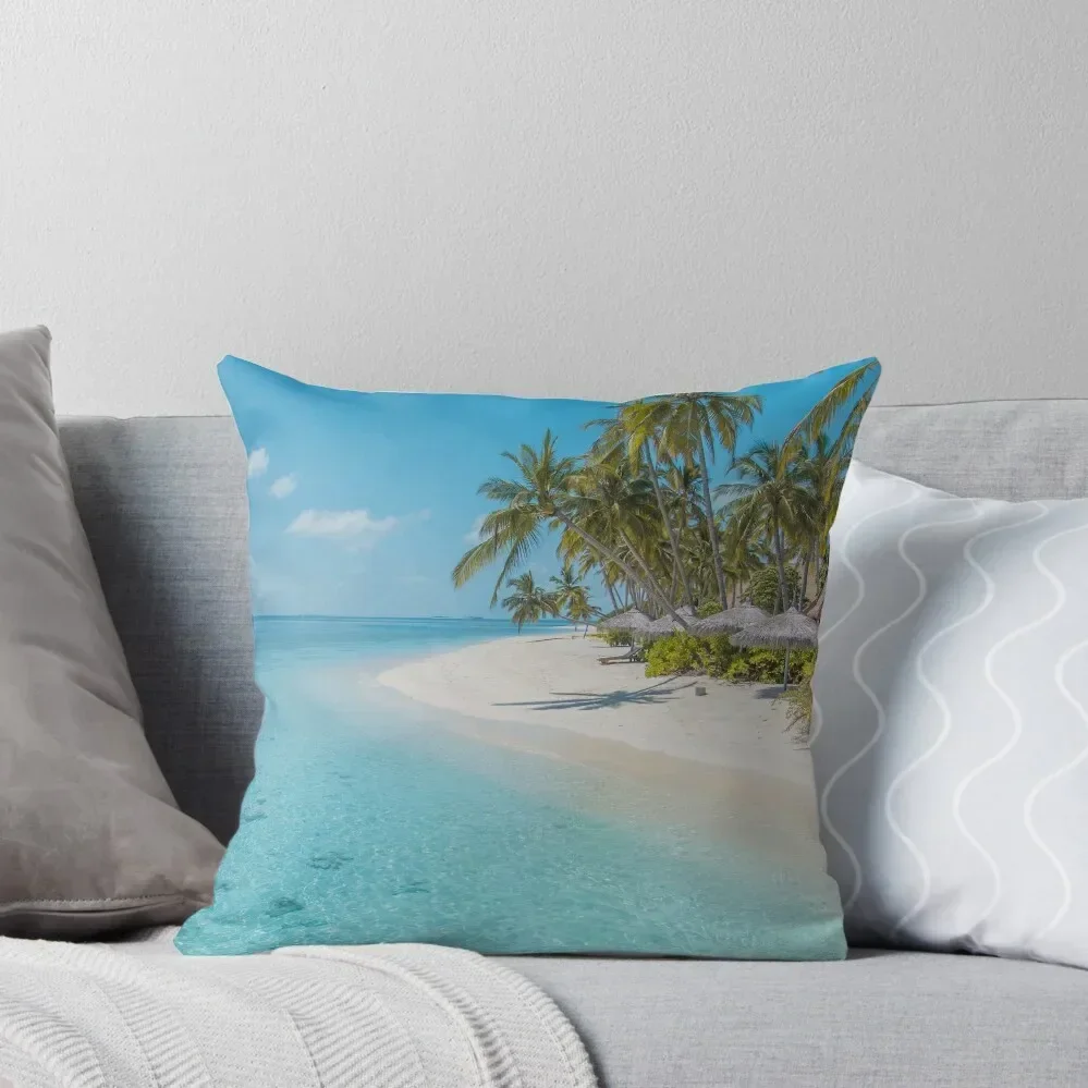 Tropical Maldives Palm Tree Beach Paradise Throw Pillow Couch Cushions christmas cushions covers Pillow Cover pillow