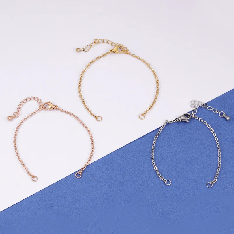 10pcs Stainless Steel DIY Bracelet Chain Accessories With Water Drop Extension Chain 14+5cm Optional Size Accessories