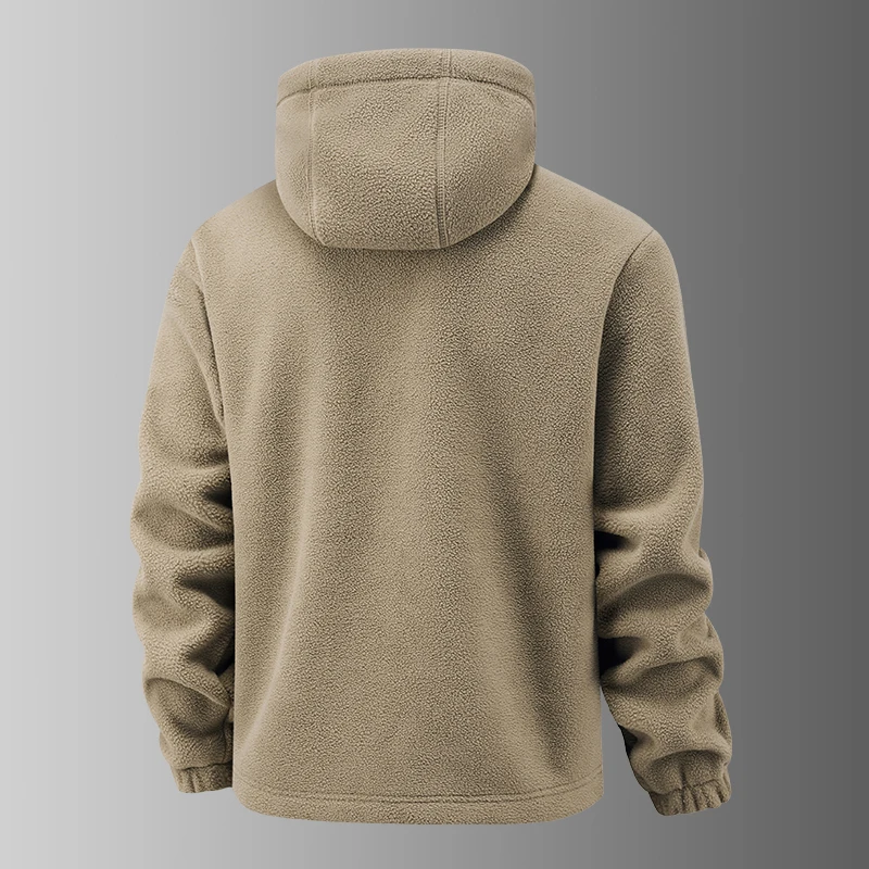 2025 Fleece-Herrenmantel, verdickt, warm, winddicht, lockerer Outdoor-Kragen, Fleece-Kapuzenjacke, norwegisch bedruckt, guter Soldat – Detail 10
