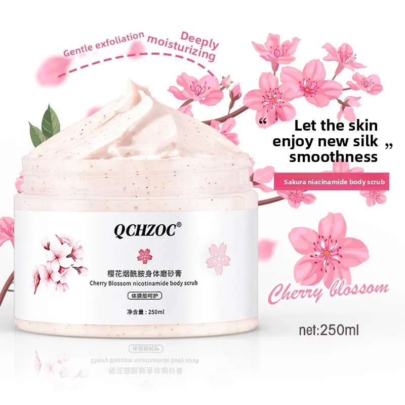 

Скраб для тела Cherry Blossom с ниацинамидом, глубоко очищающий, осветляющий, увлажняющий, текстура мороженого для кожи