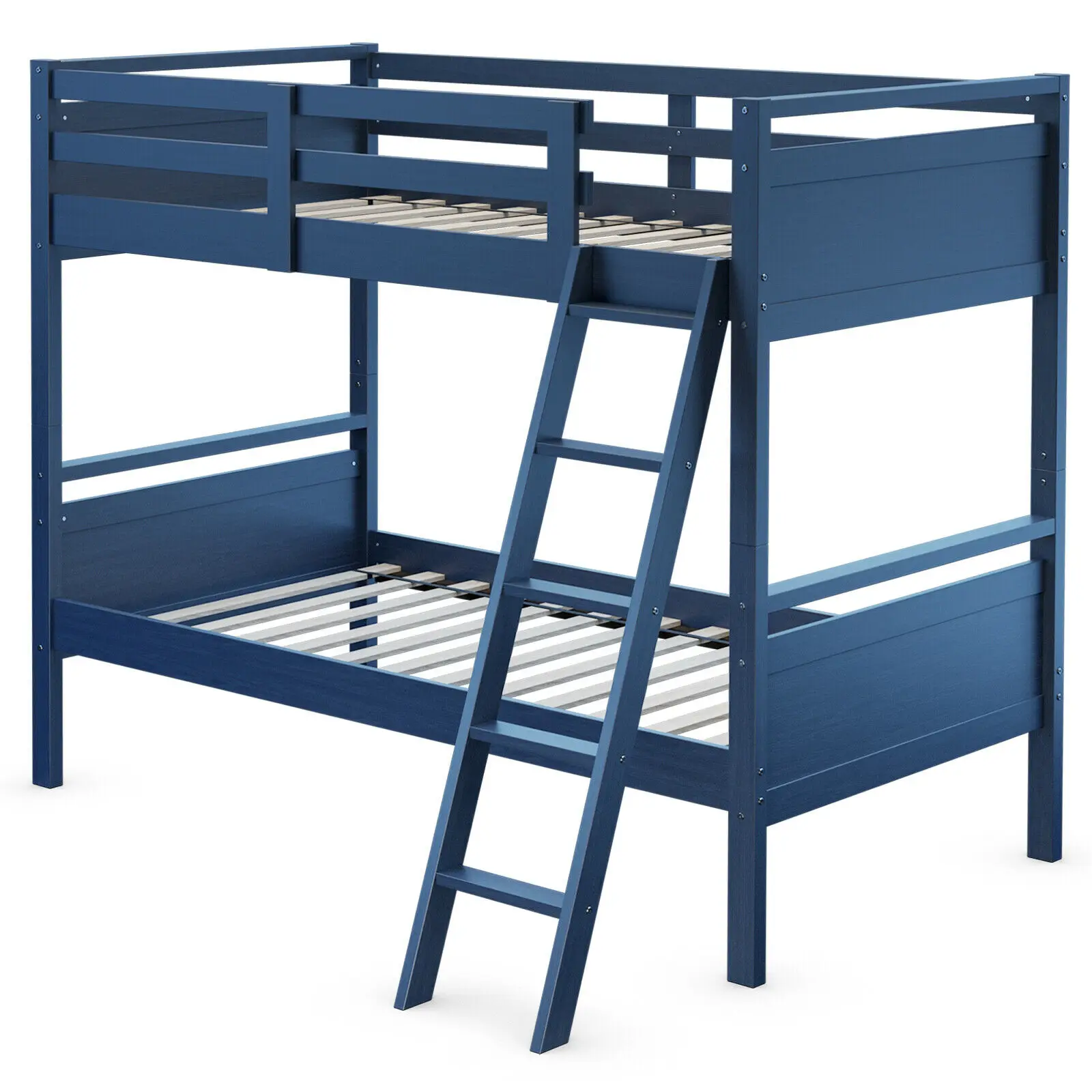 Costway Twin Over Twin Bunk Bed Convertible 2 Individual Beds Wooden