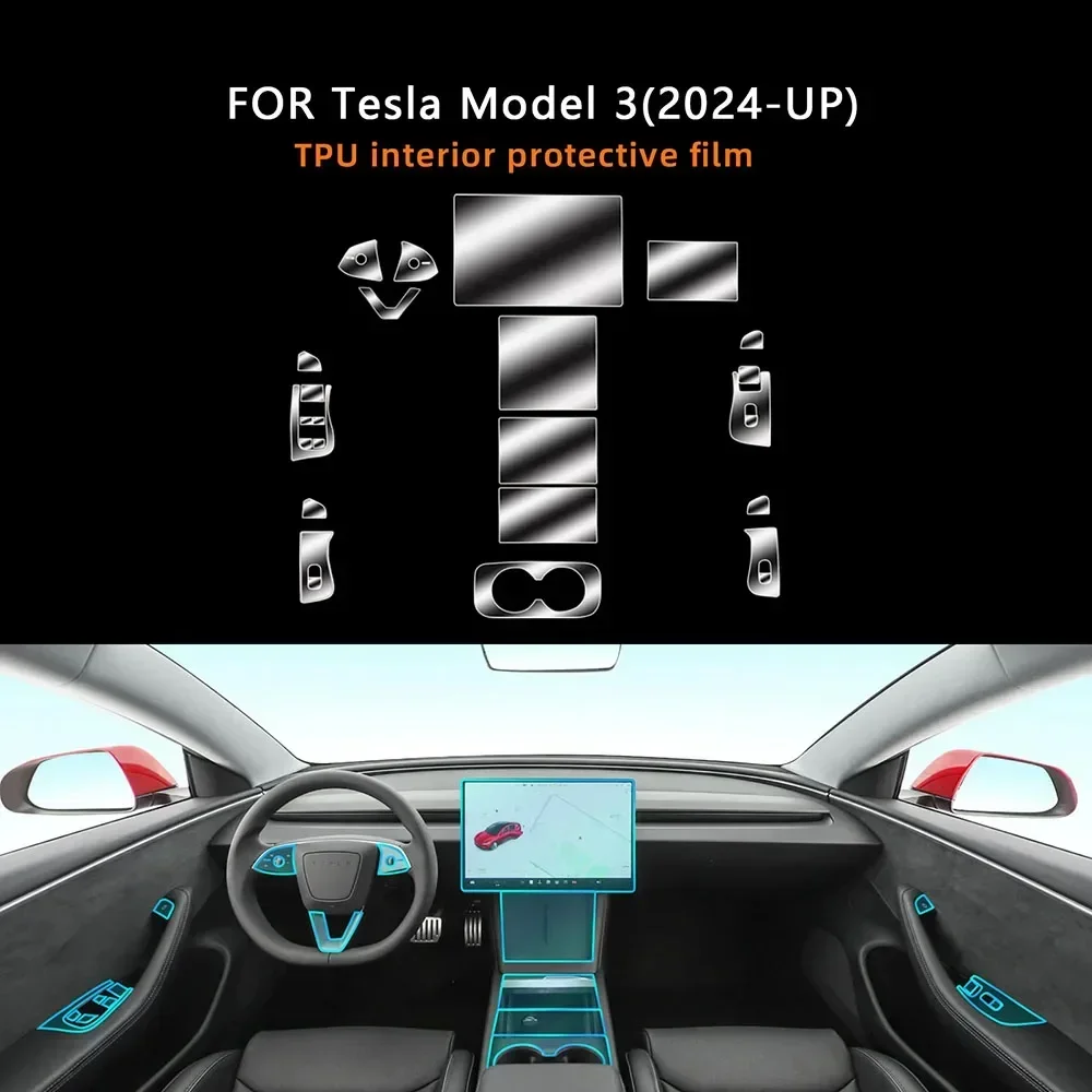 

TPU Gearbox Panel Navigation Automotive Interior Screen Protective Cover Film Anti-Scratch For Tesla Model 3 Highland 2024 2025