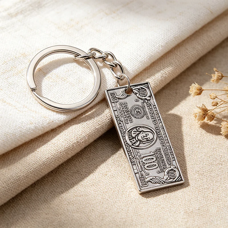Mini US Dollar Keychain Hip-hop Retro Vintage Key Ring Purse Bag Backpack Car Key Accessory Friends Gift