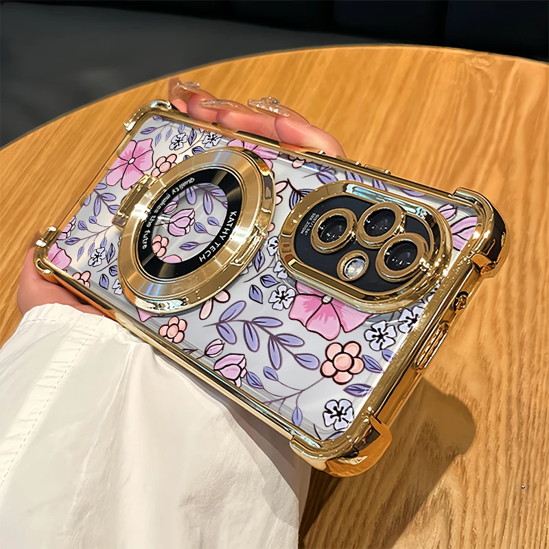 Plating Clear Phone Case For Infinix Smart 20 10 Plus 5 6 8 Pro 7 HD Shockproof Silicone Flower Print Transparent Soft Cover