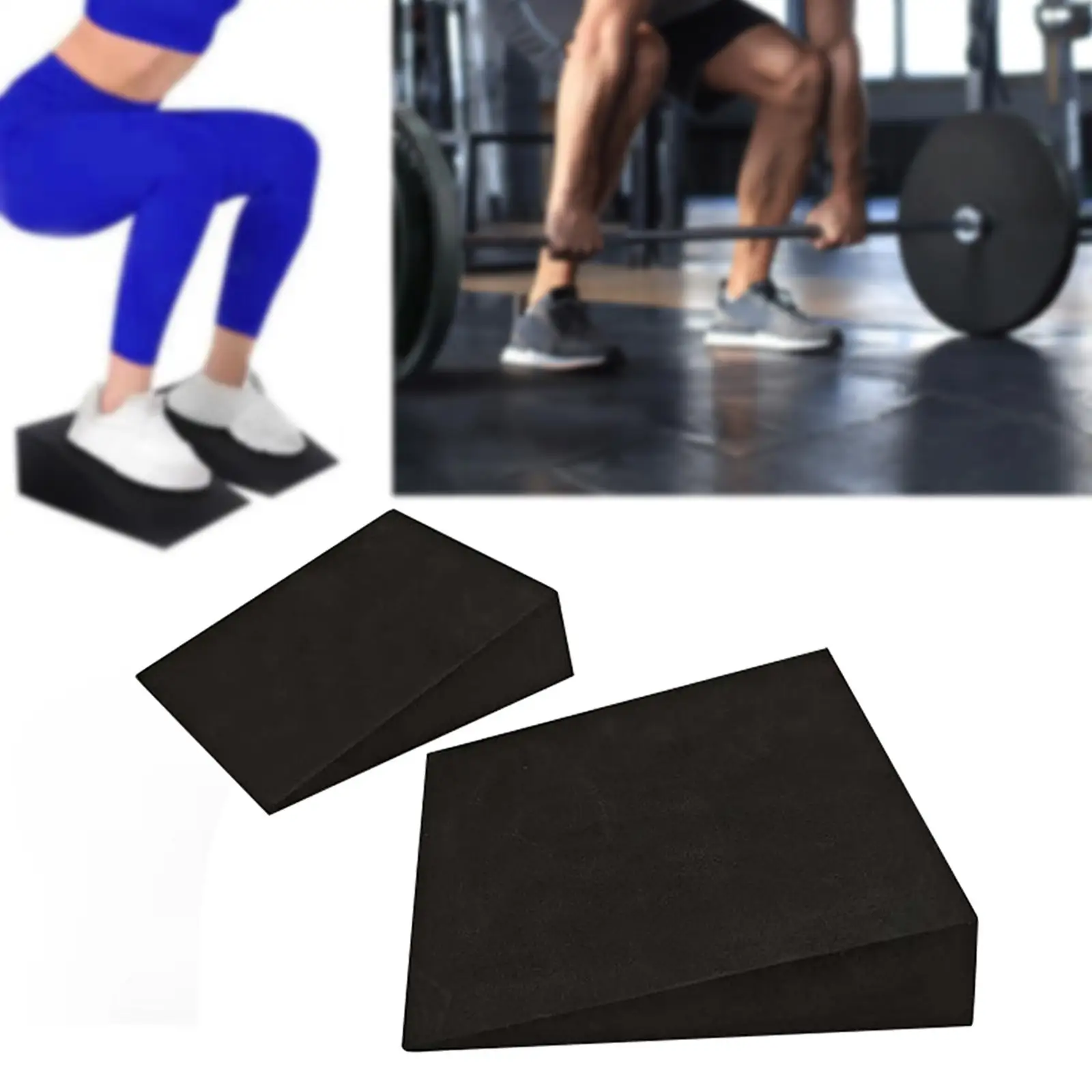 2Pcs Squat Wedge Block Calf Stretch Board EVA Heel Elevated Exercise Anti Slip Squat Ramp for Home Gym Balance Fitness Pilate