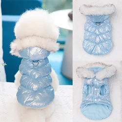 Fashion Winter Dog Down Jacket Warm Fleece Pet Coat for small Dogs Yorkshire Shih Tzu Luxury Fur Collar Puppy Clothes Outfits