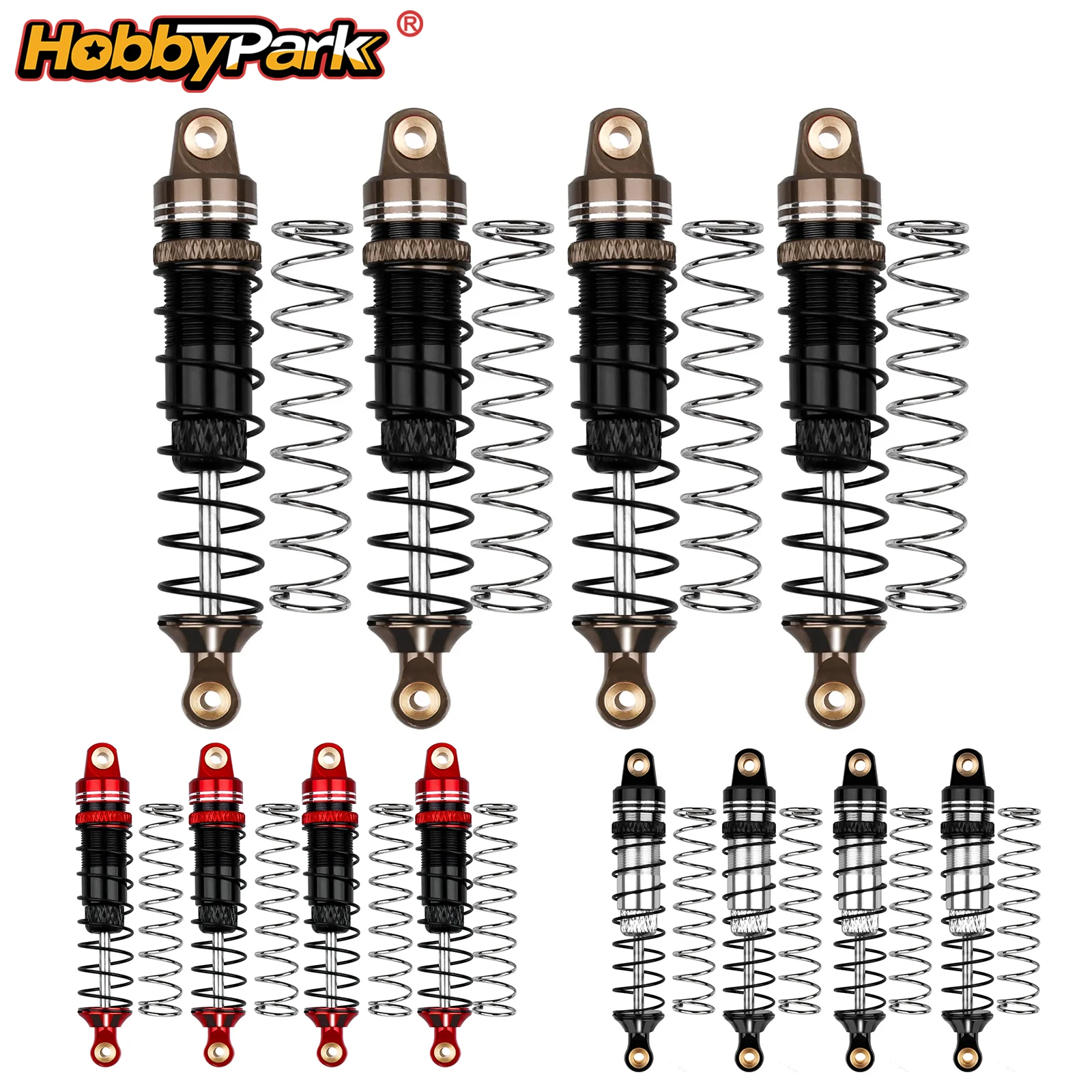 HobbyPark Long Travel Aluminium 59mm RC Stoßdämpfer mit Gewinde, Öldämpfer für TRX4M Trx4MT 1/18, ersetzt 9764 Upgrade