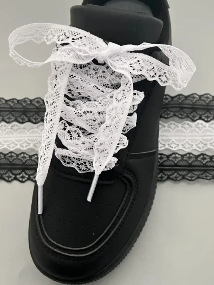 1Pair Sweet Academia Style Fancy Lace Flat Shoelace for Sneakers Shoelaces for Women Casual Shoes Ballet Shoe Laces Accessorices