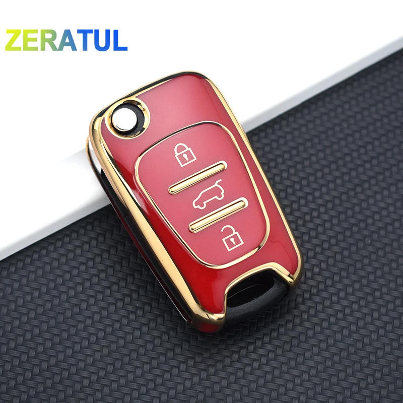 เคสกุญแจรถยนต์แบบพับได้แบบฝาพับ TPU สำหรับ Hyundai i20 ix25 i30 ix35 Solaris สำหรับ Kia Rio K3 K2 K5 ceed Cerato Sportage SOUL