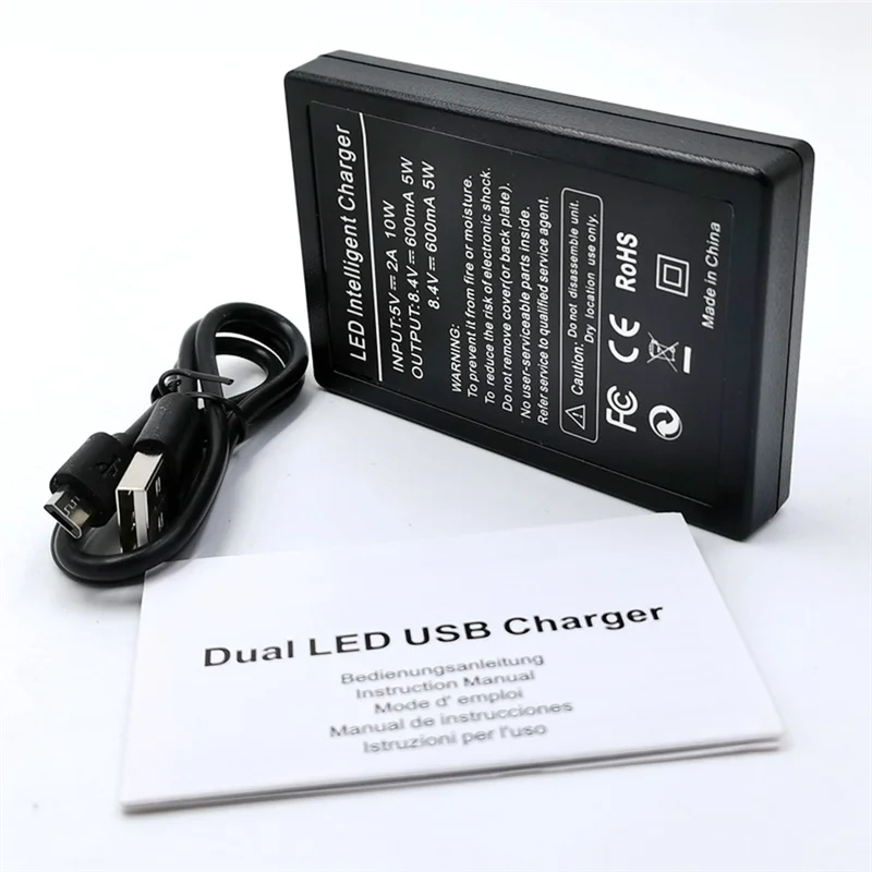 DMW-BLH7 LED USB Dual Battery Charger for Panasonic DMC-GM1 GM5 GF7 GF8 LX9 LX10 LX15 DC-GF9 GF10 Digital