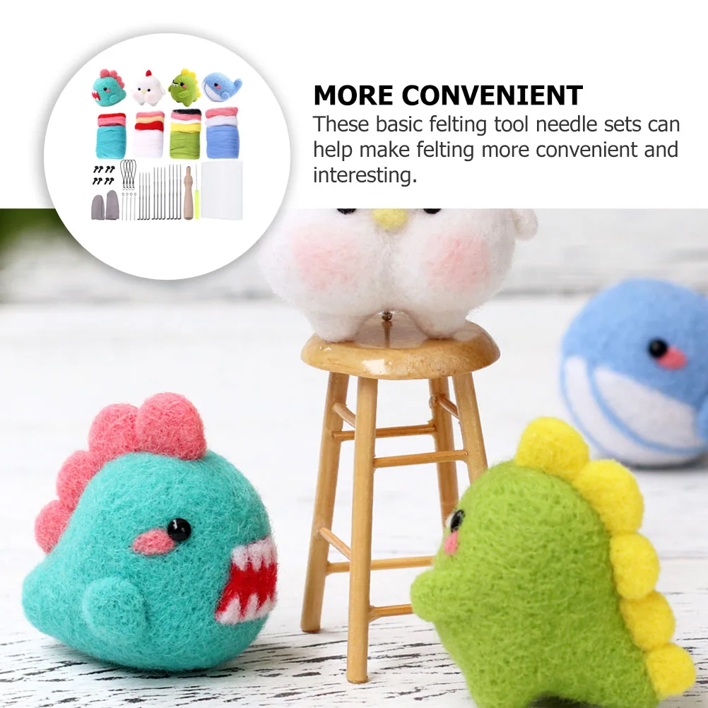 

4 Set Wool Felt Tools Animal Felting Kit Baby Crafts Beginner Needle Kids Art