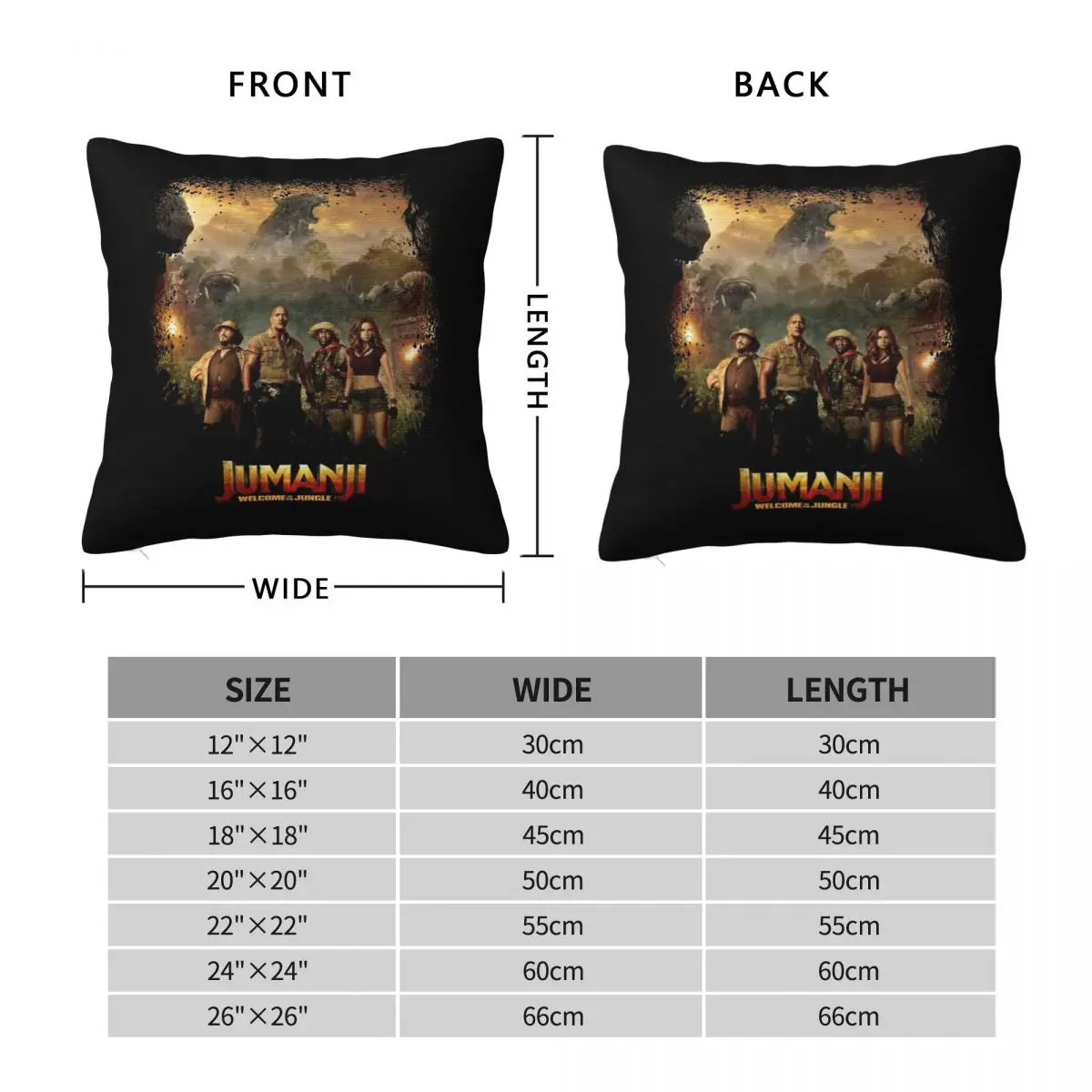 Jumanji Movie Square Pillowcase Polyester Linen Velvet Printed Zip Decor Throw Pillow Case Car Cushion Cover