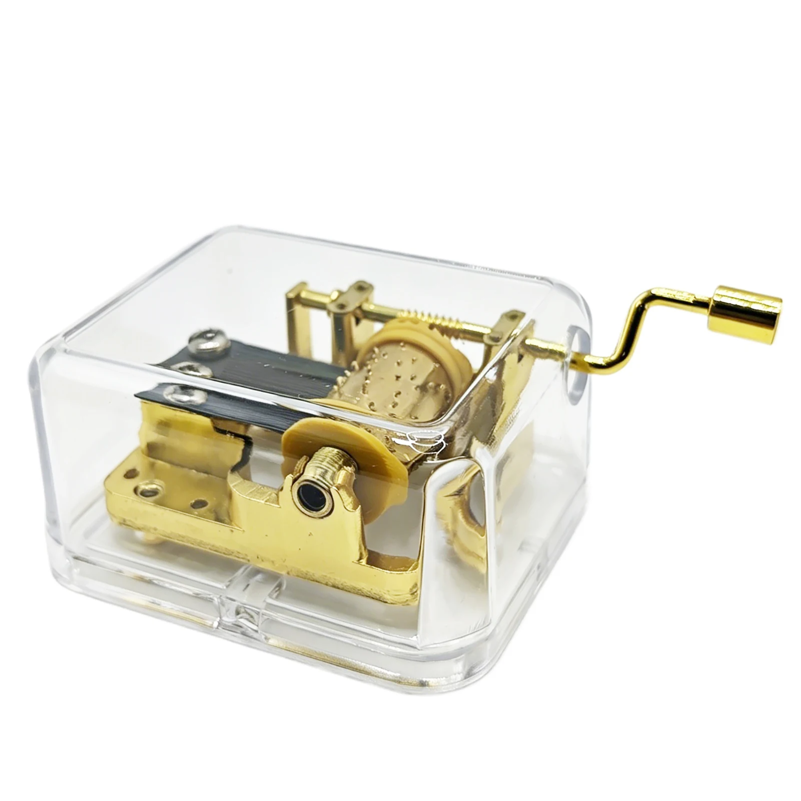 Music Box Hand Operated Acrylic Creative Crafts Ornaments Hand Movement Birthday Gifts 1 Pc Random Song Golden/Silver Color