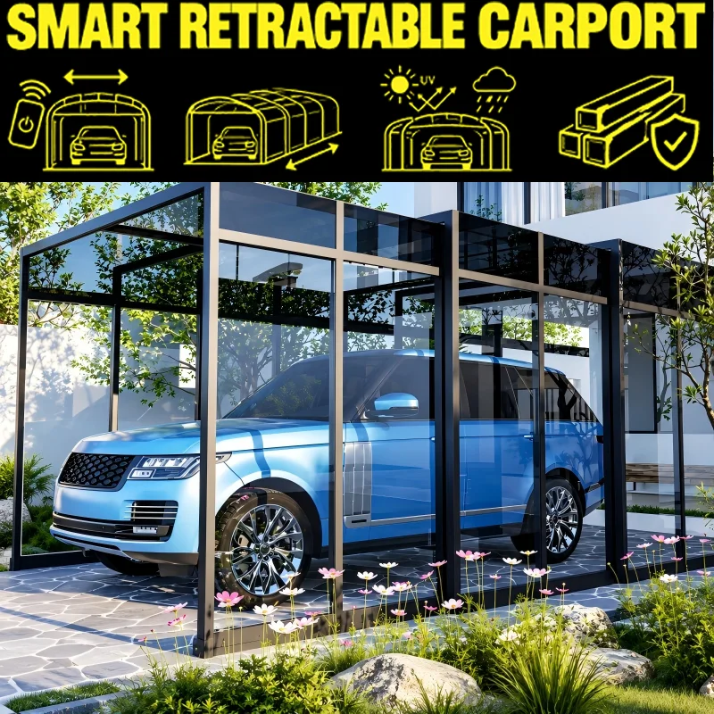 Any Size Custom Retractable Foldable Carport Heavy Home Villa Patio Durable Waterproof Windproof Sun Shade Car Garage Safe Tough