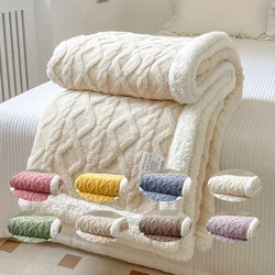 Manta de cama de lana de cordero de doble cara de tafetán, manta de sofá cálida engrosada de invierno, manta de aire acondicionado para todas las estaciones, 1pc