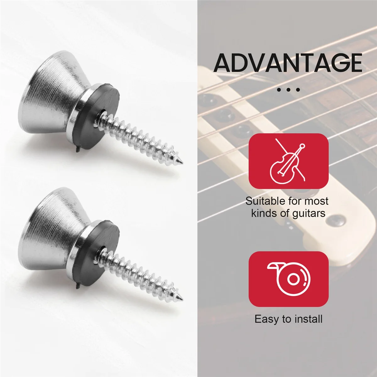 Guitar Bass Chrome Metal End Pin Strap Buttons Locks Cushion Screws (16Pcs) HOT