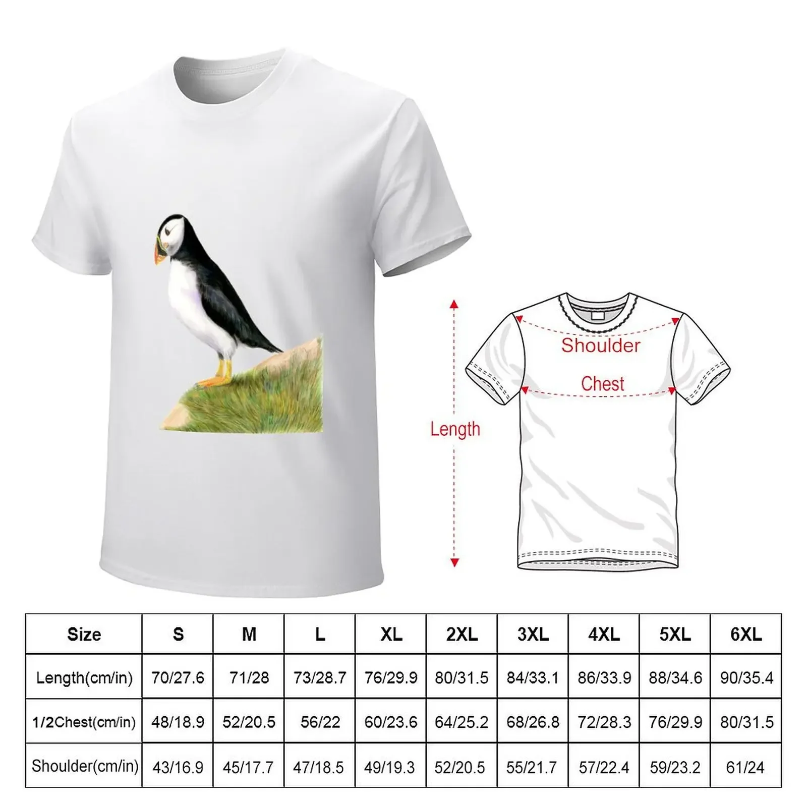 Puffin Bird Watercolor Painting Wildlife Artwork T-Shirt anime stuff Short sleeve tee t shirts for men cotton