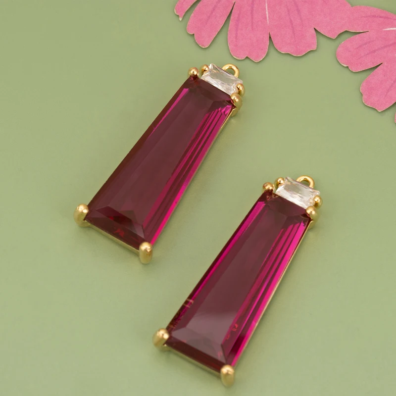 assoonas, 4 Stück/Set, ME94, Schmuckzubehör, 18k Gold rhodiniert, Kupfer, Glas, handgefertigt, Anhänger, Schmuckherstellung, DIY-Anhänger – Detail 1