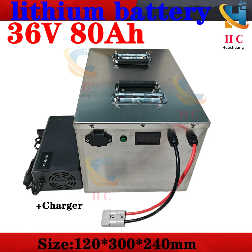 

Batterie lithium-ion étanche, 36V, 80Ah, BMS Movie Ion, vélo, scooter, bateau, tricycle EV, Sicile, chargeur 5A, 2000W, 1500