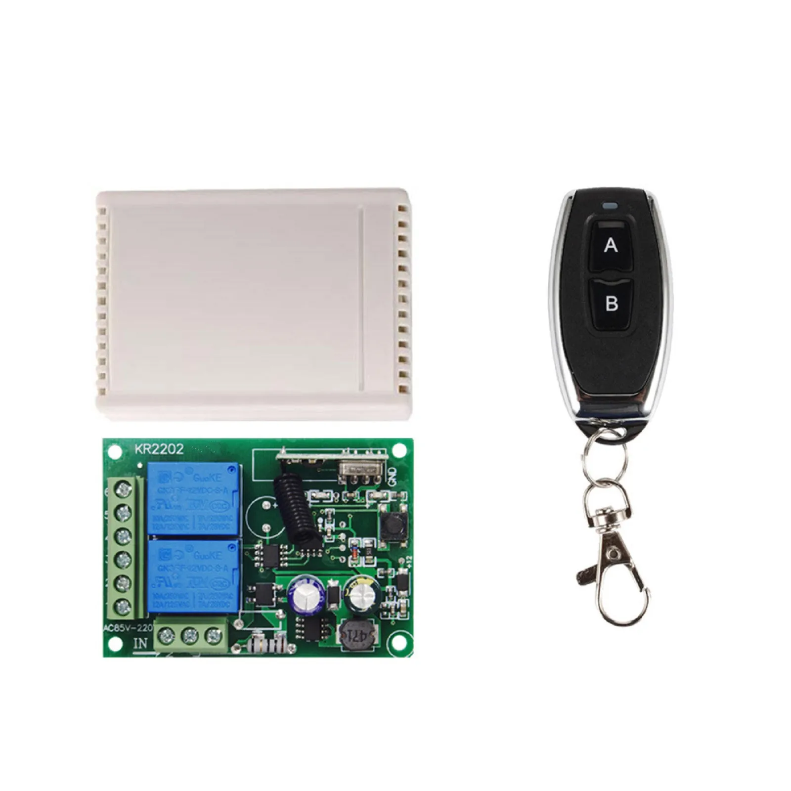 

433Mhz Wireless Remote Control Switch AC 85V - 250V 2CH RF Relay Receiver Module & 2 Bottons Transmitter For Garbage Gate