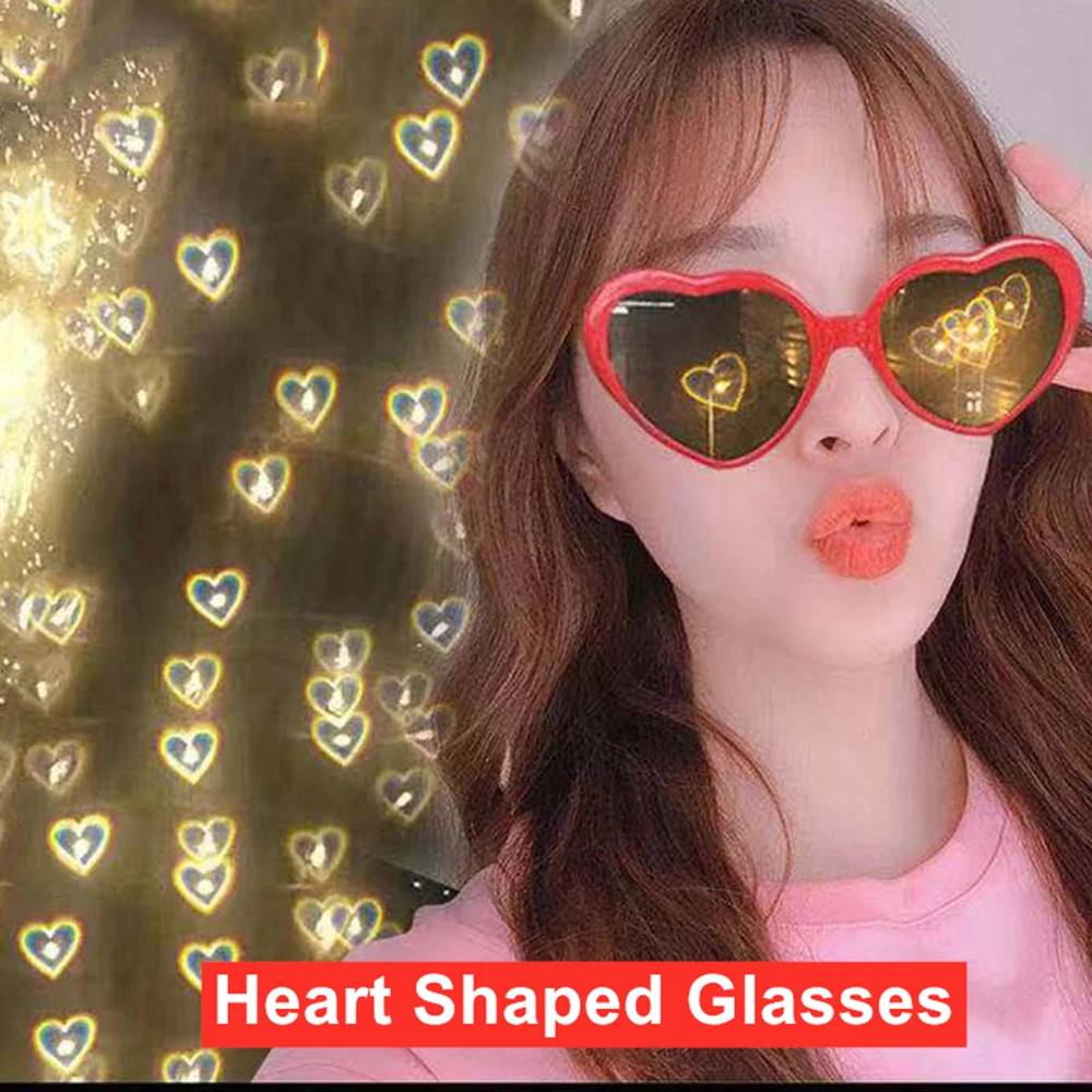 Heart Shaped Love Effects Glasses Watch The Lights Change Heart Diffraction Glasses At Night  Love Lights Unisex Christmas Gifts