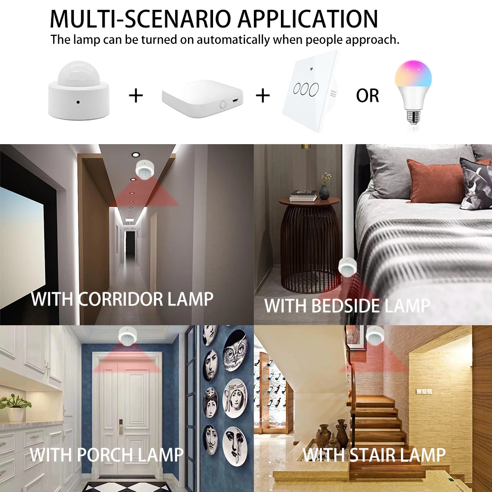 ZigBee Sensore di movimento PIR IR Automazione Rivelatore a infrarossi per il corpo umano Sicurezza domestica wireless Mini Tuya Smart Life Compatibile con Alexa