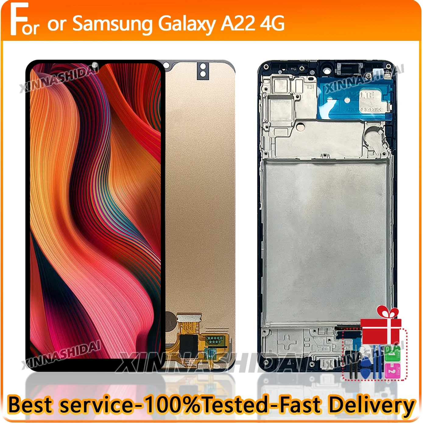 Getesteter Bildschirm für Samsung Galaxy A22 4G LCD-Display Touchscreen mit Rahmen SM-A225F SM-A225F/DS Ersatzteil